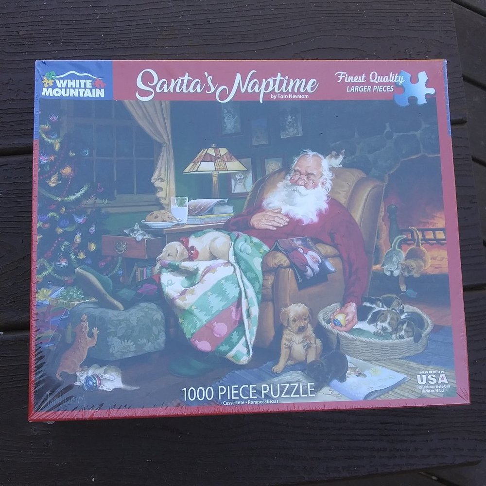 New  Santa's Naptime by Tom Newsom 1000 piece puzzle made in the USA